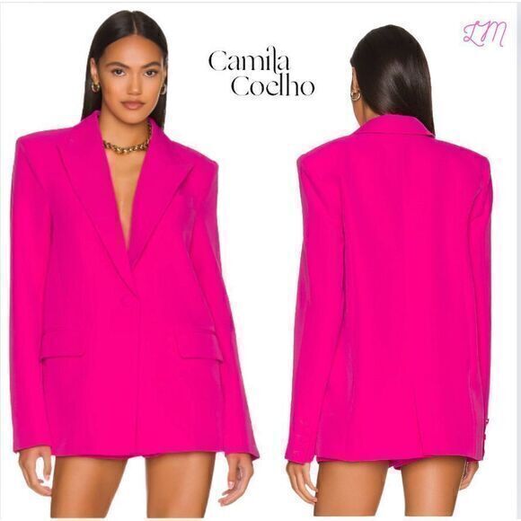 Camila Coelho Revolve‎ Morena Blazer Fuschia Pink Extra Small - Picture 2 of 11